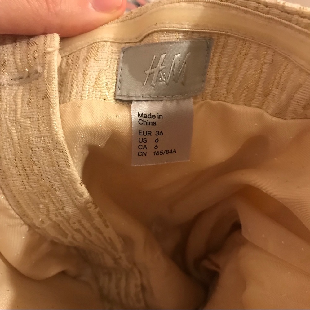 H&M Classy Gold Strapless Cocktail Dress with Belt & Pockets - Size 4 - Picture 8 of 9